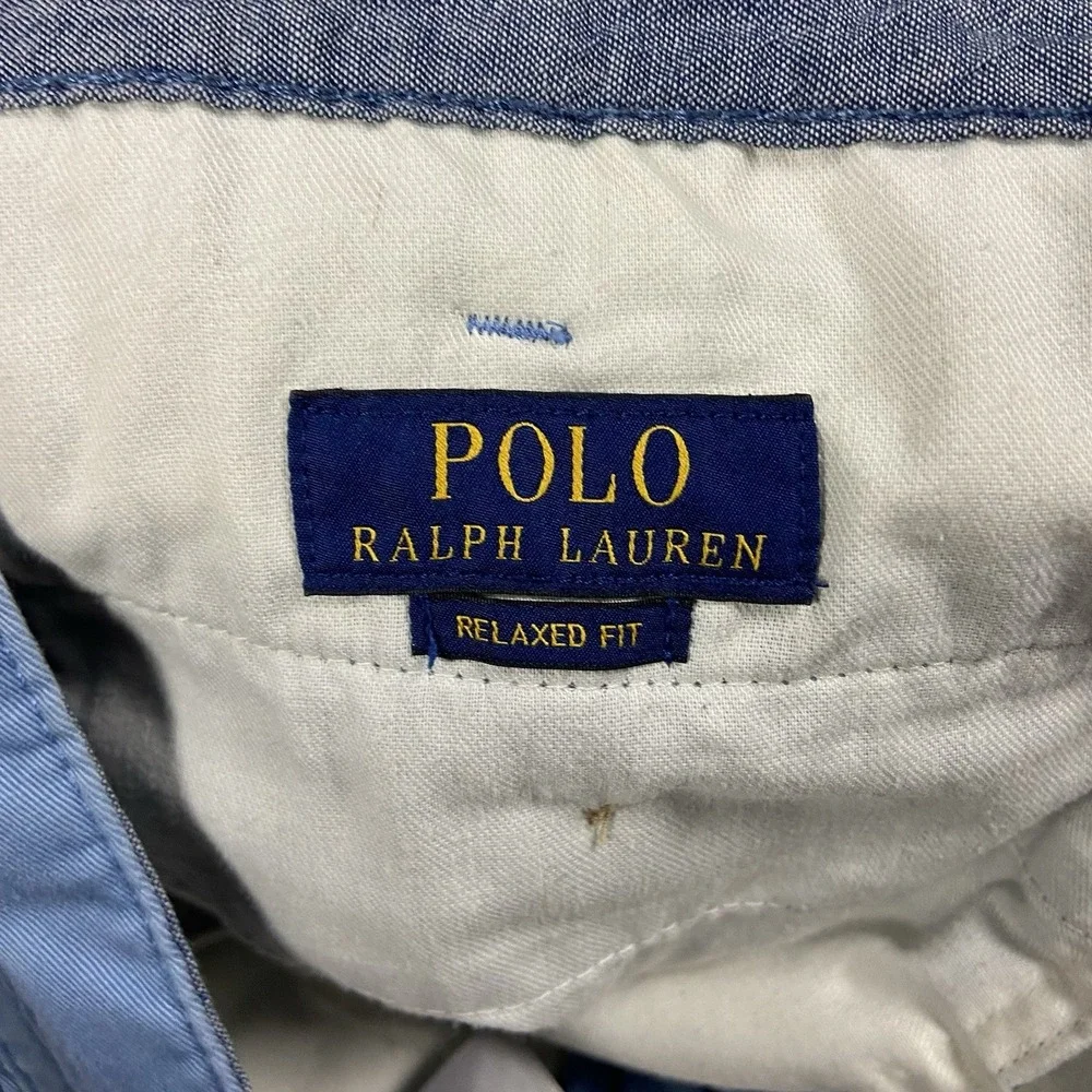 Polo Ralph Lauren Chino Shorts Size 38 Blue Relaxed Fit Pony Logo Casual Wear